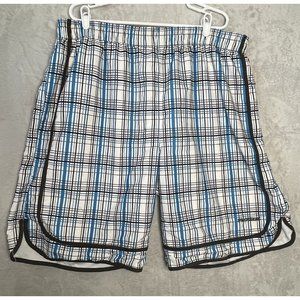 Protege Men’s Size 2XL Athletic Gym Shorts Blue White Black Lined